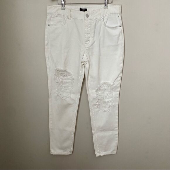 AFRM Jeans Distressed White Frayed Ripped Casual Neutral Classic High Rise Cute - Picture 1 of 11
